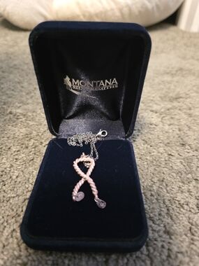 Montana Silversmiths Rose Pink Ribbon Pendant Necklace